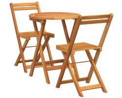 Tuin Bistro set | Loungeset | Tuinset met kussen 3 st Bruin Massief acaciahout