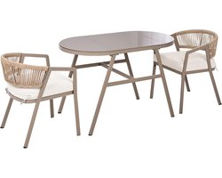 Tuin Bistroset - Balkonset 2 Personen - Buiten Zitten - UV Bestendig Materiaal - 112x64x96 cm - Taupe