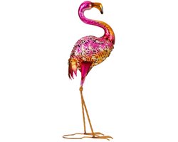 Tuin decoratie Flamingo Metalen flamingo staand h=60cm b=23cm