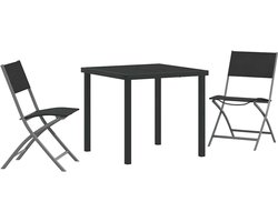 Tuin Eetset 3 pcs | Tuinset | Tuinmeubelset | Zitgroep Zwart Textilene en staal