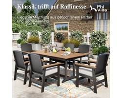 Tuin Eettafel Set 7-Delig met - 162x95 cm - 7-Delig 6 Stoelen Tafel 162x95 - Medahomestore