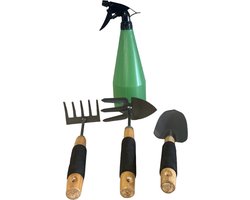 Tuin Gereedschap Set - Hark - Schop - Tuinschep - Tuinhandgereedschap -Mini tuingereedschap set - Schoffel - Combi Gereedschap - Dubbele Tuinhark - Schoffelhark - Plantenspuit 1 liter - Dubbele Schoffel