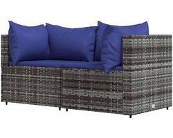 Tuin hoekbank - Modulaire lounge - Buiten ontspannen - Gepoeedercoat staal - 63 x 63 x 575 cm - Grijs blauw