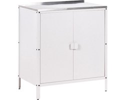 Tuin Keukenkast - Buitenkeuken Kast - Buiten Koken - Windbestendig Frame - 80x90x50 cm - Wit