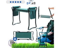 Tuin knielkruk inklapbaar 3in1 met gereedschapstas knielbank tuinstoel tuinbank ergonomisch EVA kniemat stalen frame 150 kg belastbaar lichtgewicht stabiel voor tuinieren moestuin terras comfortabel opvouwbaar groen multifunctioneel design Met Ebook