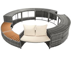 Tuin Lounge Set 283x283x55cm Grijs IJzeren Frame Ronde Bank Inclusief Kussens Verstelbare Poten Geschikt Voor Terras Tuin Zwembad Lounge Meubelset Voor Whirlpool En Pool