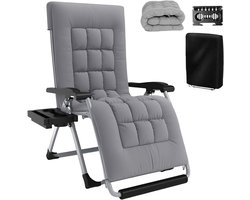 Tuin Lounger - Relaxstoel - Buiten Ontspannen - Verstelbare Rugleuning - 77 cm - Zilver