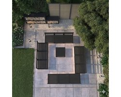 Tuin loungeset 13-delig modulair 60x60 cm massief hout – Grote lounge set met kussens, weerbestendige tuinmeubelen balkon & terras zwart – Urbanhome