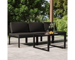 Tuin Loungeset 4-Delig Aluminium met Tafel 64,5x70x64,5 cm – Antraciet Modulaire Lounge Set met Dikke Kussens – Weerbestendige Balkon & Terras Meubelen – Urbanhome