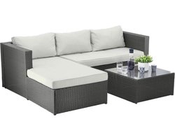 Tuin meubel loungeset- hoekbank grijs- hoeksalon voor in de tuin - Lounge set Tuin Balkon