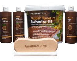 Tuin Meubels Restauratie Set - Restauratie- en onderhoud set voor tuinmeubilair - Furniture Clinic - Bevat Olie Reiniger en alle benodigdheden - Garden Furniture Restoration & Maintenance Kit - Cleans and Restores All Outdoor Furniture