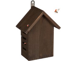 Tuin - Mini insectenhotel lieveheersbeestjes huis ophangen balkon dennenhout bruin.