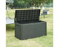 Tuin opbergbox Atella 65x122x54,5 cm zwart rotan look casa.pro
