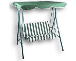 Tuin Schommelbank - 140cm x 110cm x 153cm - Ideaal voor Tuin en Buiten – Groen/Wit Buitenbank – Tuinbank tot 220kg