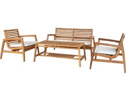 Tuin Set - Naturel/Wit- Teakhout- Zithoogte 41cm - House Nordic