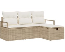 Tuin Sofa Set 4 st | Loungeset beige en crèmekleurig 175 x 117 x 85 cm