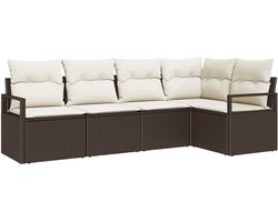 Tuin Sofa Set 5 st | Loungeset Bruin Poly riet