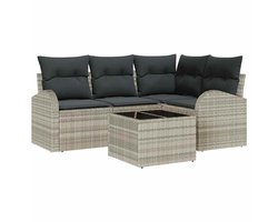 Tuin Sofa Set 5 st | Loungeset Lichtgrijs poly rattan