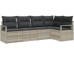 Tuin Sofa Set 5 st | Loungeset Lichtgrijs Poly riet