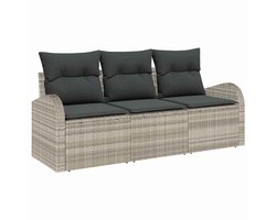 Tuin Sofa Set | Loungeset | Tuinset met kussen 3 st Lichtgrijs Poly riet