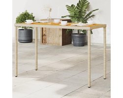 Tuin Tafel - Buitenmeubel Terrastafel - Buiten Leven - Houten Blad - 115 x 54 x 74 cm - Beige