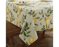 Tuin Tafelkleed - Tafelkleed buiten - tafelzeil buiten - decoratieve tafelkleed - tafeldecoratie - Beschermend tafelkleed - Wasbaar - Antislip - Stofwerend - perfect voor keukens, eetkamers, bureaus, koffie- en kaptafels - 140 x 180 cm - Geel