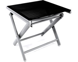 Tuin Voetenbank - Inklapbare Kruk - Buiten Ontspannen - Weerbestendig Aluminium - 40 x 48 x 38 cm - Zilver/Zwart