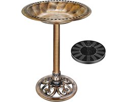 Tuin Vogelbad met Zonne-energie Fontein Antieke Koper Look