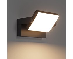 Tuin wandlampen - 24W LED Wandlamp Buiten/Binnen Wandverlichting Waterdicht IP65 Moderne Wandlamp Instelbare Verlichtingshoek voor Terras Ingang Woonkamer, Zwart, Warme Wit 2700K-3000K [Energieklasse G]