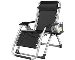 Tuin Zonligbedden En Fauteuils – Outdoor Meubels Metalen Opvouwbare Sunbed – Roestbestendig Met Ademend Synthetisch Stof – Zwart