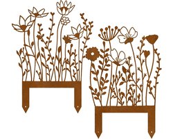 Tuinaccessoires tuinsteunen - roestkleurige metalen bloemen - duurzame decoratie voor jouw tuin - ShopVlot