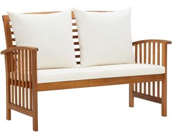 Tuinbank 119 cm Massief Acaciahout met Kussens Buitenmeubel