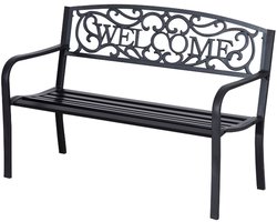 Tuinbank 127x60x87 cm zwart metaal, 2-zitsbank, parkbank, vrijetijdsbank, stevig en duurzaam, praktisch en mooi, gemakkelijk schoon te maken, geschikt voor tuin, terras en balkon