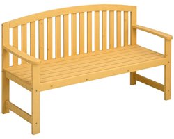Tuinbank 143 × 51 × 85 cm Houtkleur Hout 2-zitsbank, buitenbank, eenvoudig ontwerp, stevig en duurzaam, praktisch en stijlvol, geschikt voor gebruik in tuin, patio en op balkon