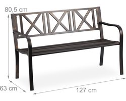 tuinbank - 2 personen - 127 breed - staal - tot 200 kg - buitenbank
