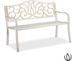 tuinbank - 2 personen - 90 x 127,5 x 63 cm - staal - balkonbank - wit-brons