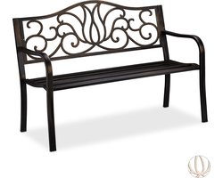 tuinbank - 2 personen - 90 x 127,5 x 63 cm - staal - balkonbank - zwart