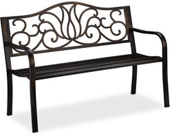 tuinbank - 2 personen - 90 x 127,5 x 63 cm - staal - balkonbank - zwart-brons