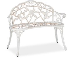 tuinbank - 2 personen - 98 cm breed - aluminium - gietijzer - wit-brons