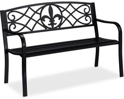 tuinbank - 2 personen - fleur de lis - 127 cm breed - staal - zwart