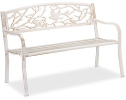 tuinbank - 2-persoons - vogel - 127 breed - staal - buitenbank - wit-brons