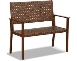 Tuinbank 2-zits PU-leer Beukenhout 108 cm Weerbestendig Balkonbank