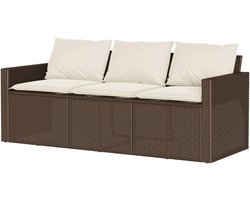 Tuinbank 3-zits – Tuinmeubel – Buitenbank – Loungesofa Tuin – Balkonbank – Weerbestendig Poly Rattan – Comfortabele Wasbare Kussens – Rood