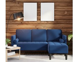 Tuinbank 4-zits Industrialhome Blauw – Luxe Fluwelen Bank met Waterdichte Kussens, Weerbestendig & Comfortabel – Moderne Binnen- en Buitenbank 173x131x67 cm – Stijlvolle Loungehoek voor Terras, Tuin & Woonkamer