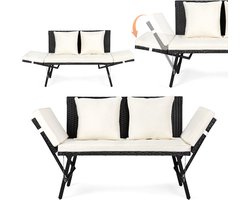 Tuinbank Balkon Buitenbank van polyrotan Bank Tuinbank Rotanmeubelen Bank Beige