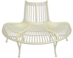 Tuinbank - boombank - halfrond - ijzer - wit
