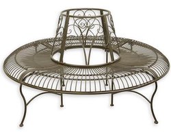Tuinbank - boombank - rond - metaal - bruin - 78cm hoog