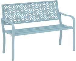 Tuinbank Buiten - 127*63*85 Metalen Bank 2 Zits - Met Uitgesneden Rugleuning - Weerbestendig Comfort - Voor Tuin & Terras - Blauw