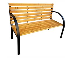 Tuinbank DALIA / Buitenbank / Metaal en Hout / Zwart - Hout / Maximale Belasting 260 kg / 122 x 82 x 58 cm