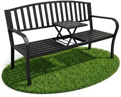 Tuinbank DUO / Buitenbank / Weerbestendig Staal / Zwart / Maximale Belasting 320 kg / 135 x 82,5 x 57 cm